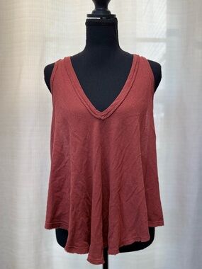 We the Free Oversized Racerback Distressed Tank Burnt Orange Sz L Boho NWOT
